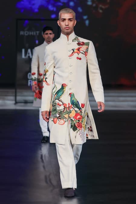 Rohit Bal Parrot Paradise Print Sherwani 