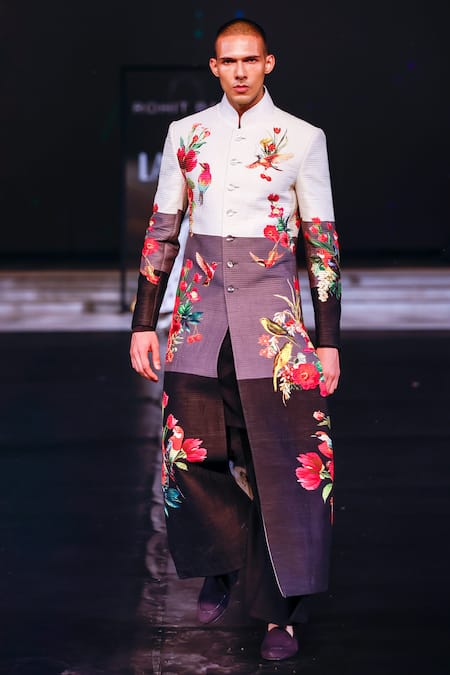 Rohit Bal Hummingbird Garden Print Sherwani 