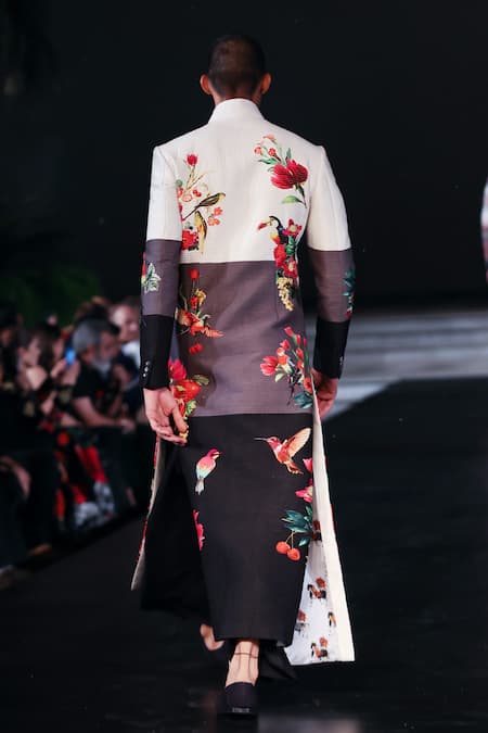 Rohit Bal Hummingbird Garden Printed Chanderi Sherwani 