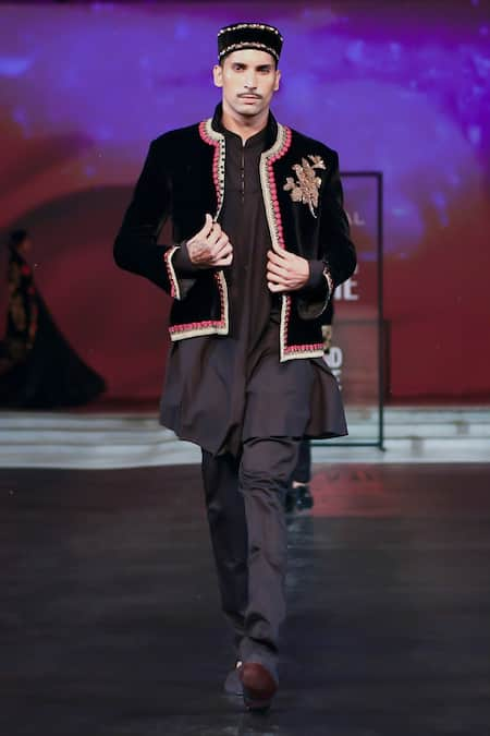 Rohit Bal Fiore Embroidered Silk Velvet Jacket 