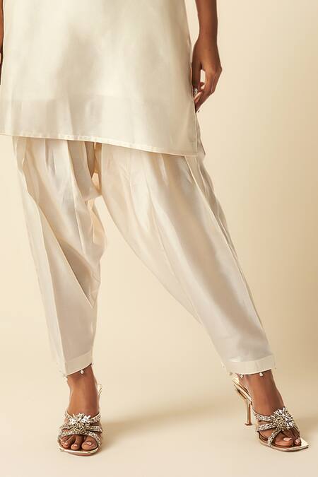 Buy_Gulabo By Abu Sandeep_Off White Chanderi Ghungroo Embellished Salwar _Online_at_Aza_Fashions