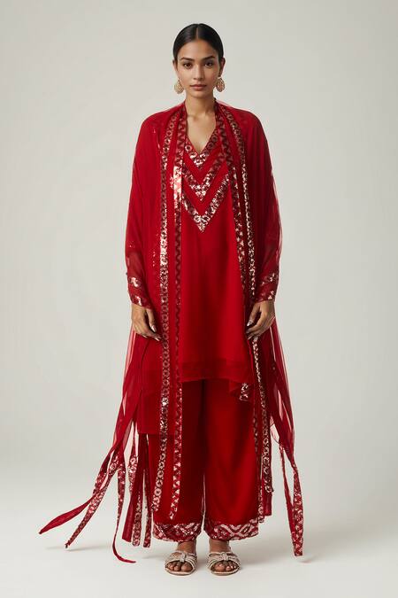 Gulabo By Abu Sandeep Red Viscose Sequins Geometric Embellished Dupatta Online at Aza Fashions Gulabo By Abu Sandeep_Red Viscose Sequins Geometric Embellished Dupatta _Online_at_Aza_Fashions