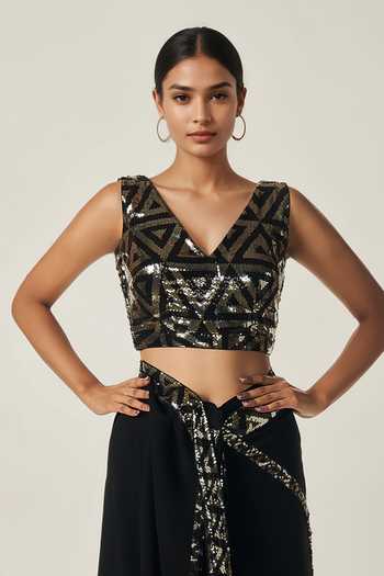 Gulabo By Abu Sandeep Geometric Sequin Embellished Blouse 