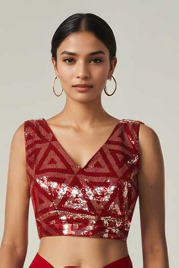 Gulabo By Abu Sandeep Geometric Sequin Embellished Blouse 
