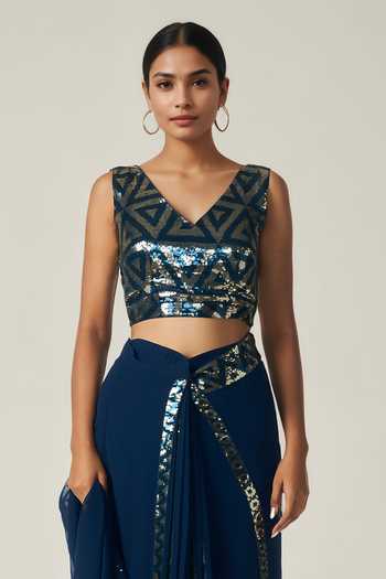 Gulabo By Abu Sandeep Geometric Sequin Embellished Blouse 