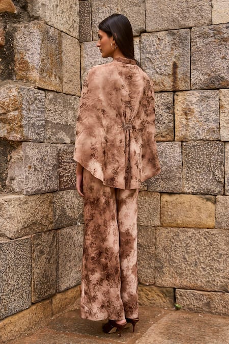 Dash And Dot Floral Jacquard Woven Cape & Pant Set 