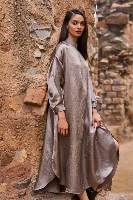Buy Dash And Dot Gray Tencel, Acrylic, Polyester Collared Grey A-line Shirt Dress Online at Aza Fashions Buy_Dash And Dot_Gray Tencel, Acrylic, Polyester Collared Grey A-line Shirt Dress _Online_at_Aza_Fashions