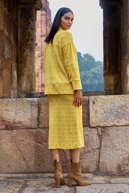 Dash And Dot Knitted Lace Embellished Top & Skirt Set 