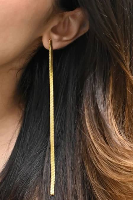 Eurumme Gold Plated Long Duster Earrings Online at Aza Fashions Eurumme_Gold Plated Long Duster Earrings_Online_at_Aza_Fashions