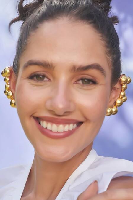 Eurumme Gold Plated Hemisphere Pattern Ear Cuff Online at Aza Fashions Eurumme_Gold Plated Hemisphere Pattern Ear Cuff_Online_at_Aza_Fashions