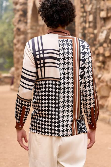 Shop Dash And Dot Multi Color Viscose Geometric Houndstooth Block Shirt at Aza Fashions Shop_Dash And Dot_Multi Color Viscose Geometric Houndstooth Block Shirt _at_Aza_Fashions