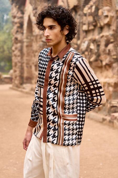 Buy Dash And Dot Multi Color Viscose Geometric Houndstooth Block Shirt Online at Aza Fashions Buy_Dash And Dot_Multi Color Viscose Geometric Houndstooth Block Shirt _Online_at_Aza_Fashions