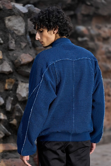 Dash And Dot Indigo Crinkle Textured Jacket 