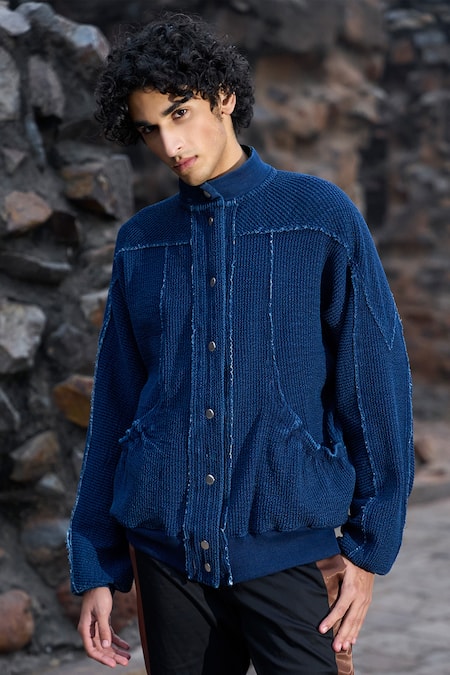 Buy Dash And Dot Blue Cotton Indigo Crinkle Textured Jacket Online at Aza Fashions Buy_Dash And Dot_Blue Cotton Indigo Crinkle Textured Jacket _Online_at_Aza_Fashions