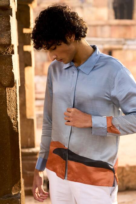 Dash And Dot Multi Color Viscose Multicolor Desert Print Shirt Online at Aza Fashions Dash And Dot_Multi Color Viscose Multicolor Desert Print Shirt _Online_at_Aza_Fashions