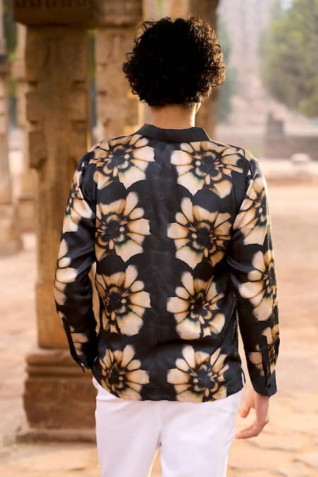 Shop_Dash And Dot_Multi Color Viscose Embroidery Multicolor Abstract Floral Shirt _at_Aza_Fashions