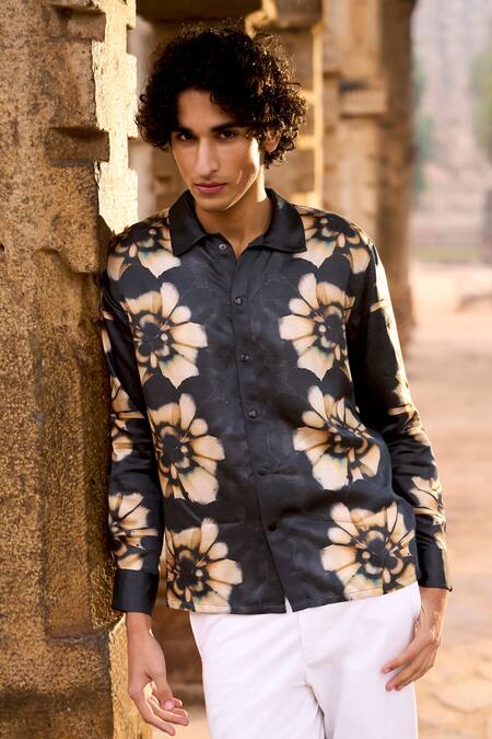 Dash And Dot_Multi Color Viscose Embroidery Multicolor Abstract Floral Shirt _Online_at_Aza_Fashions