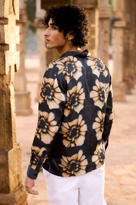 Buy_Dash And Dot_Multi Color Viscose Embroidery Multicolor Abstract Floral Shirt _Online_at_Aza_Fashions