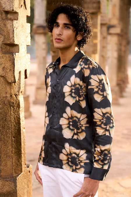 Shop_Dash And Dot_Multi Color Viscose Embroidery Multicolor Abstract Floral Shirt _Online_at_Aza_Fashions