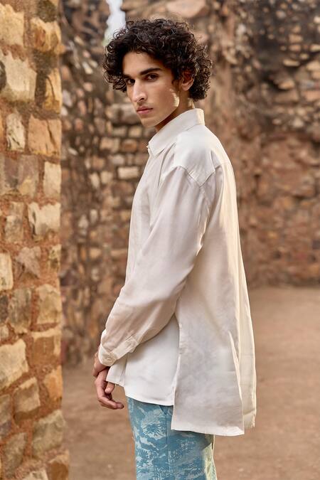 Buy_Dash And Dot_White Viscose Designer Collared Long Sleeve Shirt _Online_at_Aza_Fashions