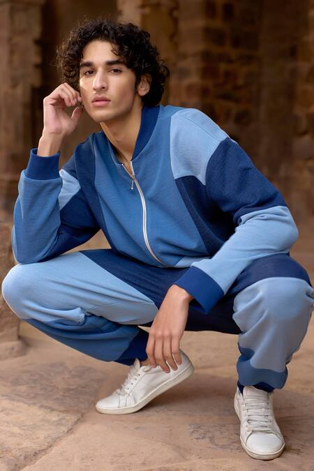 Shop_Dash And Dot_Blue Cotton Color Blocked Jacket 