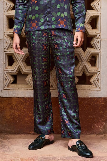 Dash And Dot Multi Color Viscose Mosaic Print Shirt And Pant Set Online at Aza Fashions Dash And Dot_Multi Color Viscose Mosaic Print Shirt And Pant Set _Online_at_Aza_Fashions