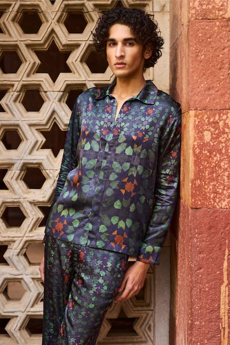 Buy Dash And Dot Multi Color Viscose Mosaic Print Shirt And Pant Set Online at Aza Fashions Buy_Dash And Dot_Multi Color Viscose Mosaic Print Shirt And Pant Set _Online_at_Aza_Fashions