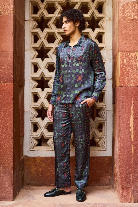 Dash And Dot Multi Color Viscose Mosaic Print Shirt And Pant Set at Aza Fashions Dash And Dot_Multi Color Viscose Mosaic Print Shirt And Pant Set _at_Aza_Fashions