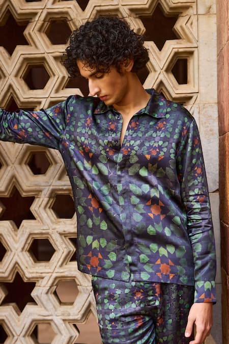 Buy Dash And Dot Multi Color Viscose Mosaic Print Shirt And Pant Set Buy_Dash And Dot_Multi Color Viscose Mosaic Print Shirt And Pant Set