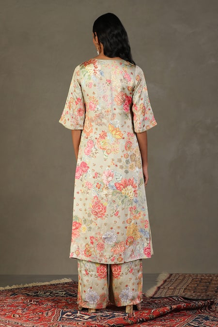 RI.Ritu Kumar Mint Green Wild Flower Print Kurta Set 