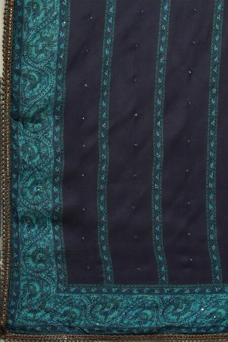 Buy RI.Ritu Kumar Blue Silk, Cotton, Viscose Embroidery Split V-neck Floral Print And Kurta Set Buy_RI.Ritu Kumar_Blue Silk, Cotton, Viscose Embroidery Split V-neck Floral Print And Kurta Set