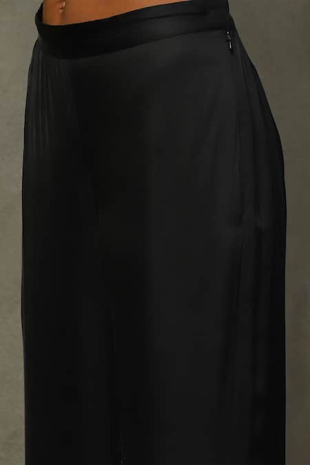 RI.Ritu Kumar_Black Silk, Cotton, Viscose Embroidery, Sequins Geometric Print And Kurta Set _at_Aza_Fashions