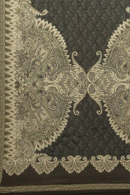 Buy RI.Ritu Kumar Green Silk Embroidery Split V-neck Blossom Print And Kashida Kurta Set Buy_RI.Ritu Kumar_Green Silk Embroidery Split V-neck Blossom Print And Kashida Kurta Set