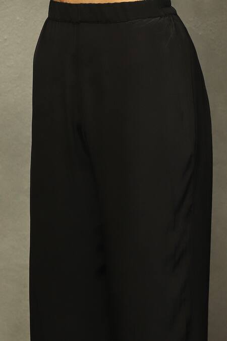 RI.Ritu Kumar Black Silk, Viscose Embroidery, Zari V-neck Blossom Print And Zardozi Kurta Set at Aza Fashions RI.Ritu Kumar_Black Silk, Viscose Embroidery, Zari V-neck Blossom Print And Zardozi Kurta Set _at_Aza_Fashions