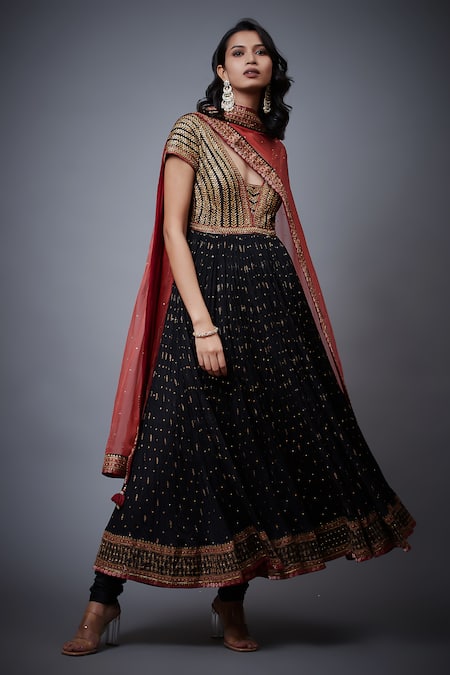 RI.Ritu Kumar Floral Aari Embroidered Anarkali Set 