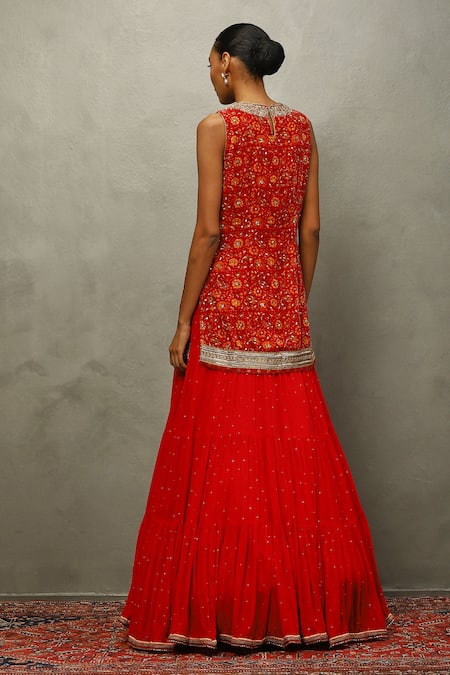 RI.Ritu Kumar Floral Zardozi Kurta Lehenga Set 