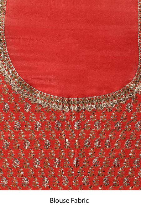 RI.Ritu Kumar_Multi Color Silk, Viscose Embroidery Round Neck Floral Paisley Print Saree _at_Aza_Fashions