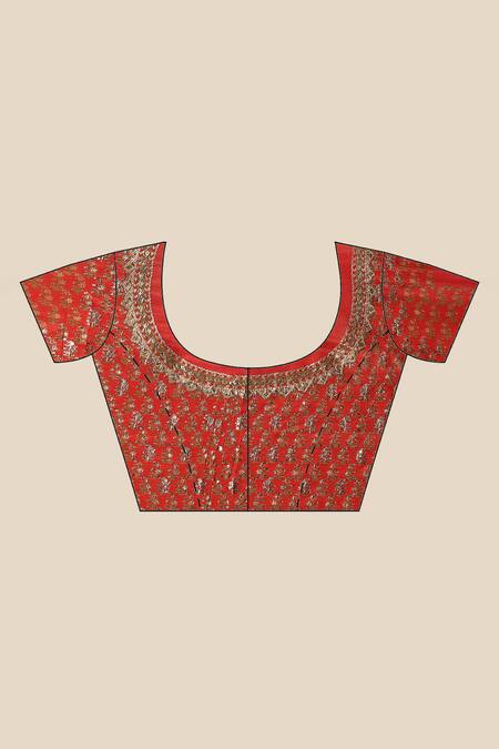 Buy_RI.Ritu Kumar_Multi Color Silk, Viscose Embroidery Round Neck Floral Paisley Print Saree 