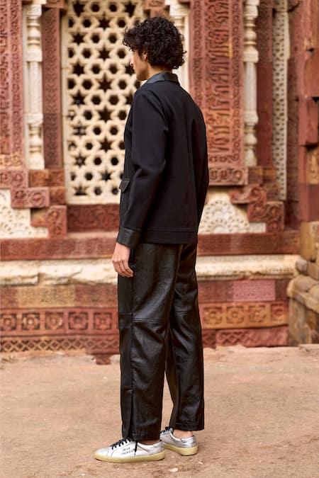 Shop_Dash And Dot_Black Cotton, Polyester Solid Tapering Jeans _at_Aza_Fashions