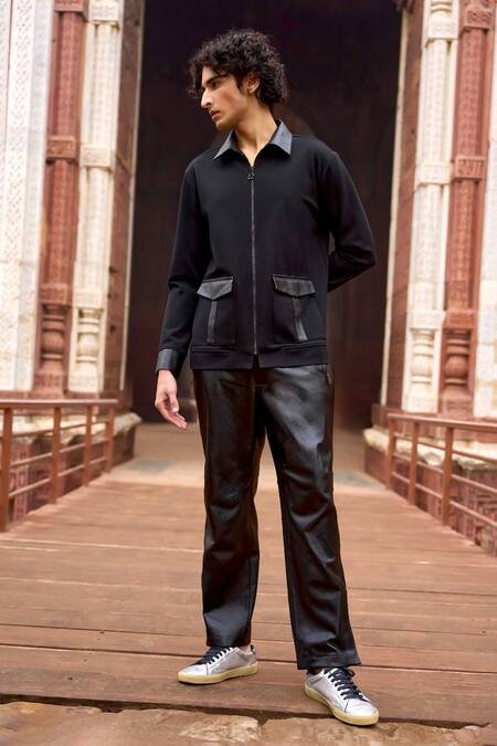 Buy_Dash And Dot_Black Cotton, Polyester Solid Tapering Jeans _Online_at_Aza_Fashions