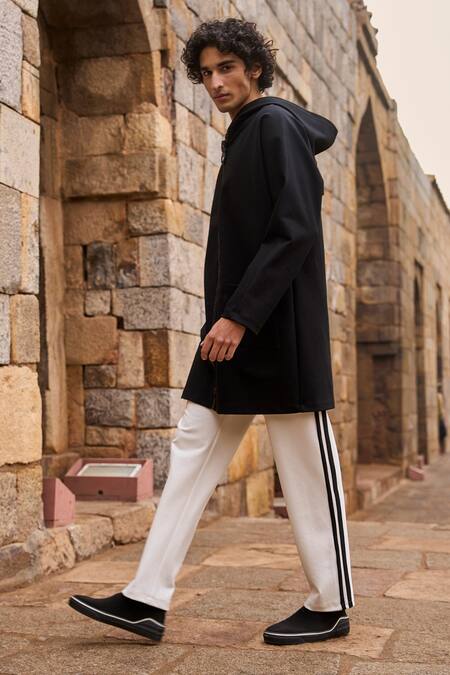 Shop Dash And Dot White Viscose, Polyester Straight Cut Knitted Pant Online at Aza Fashions Shop_Dash And Dot_White Viscose, Polyester Straight Cut Knitted Pant _Online_at_Aza_Fashions