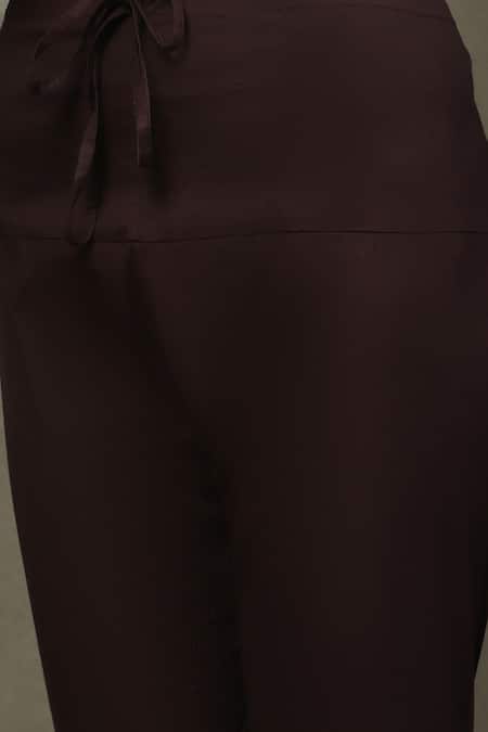 RI.Ritu Kumar_Green Viscose, Lycra Embroidery, Sequins, Zari V-neck Floral Woven Anarkali Set _at_Aza_Fashions