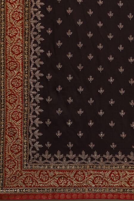 Buy_RI.Ritu Kumar_Green Viscose, Lycra Embroidery, Sequins, Zari V-neck Floral Woven Anarkali Set 