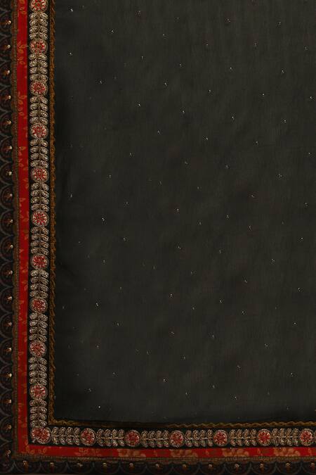 Buy_RI.Ritu Kumar_Red Cotton, Viscose Sequins, Embroidery V-neck Floral Anarkali Set 