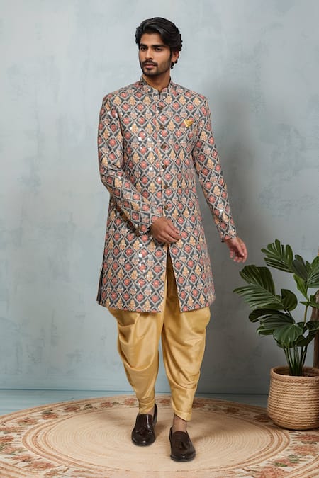 Aryavir Malhotra Thread & Sequin Embroidered Sherwani Set 