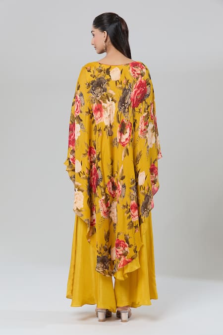 Kashmiraa Floral Print Cape Kurta & Dhoti Pant Set 