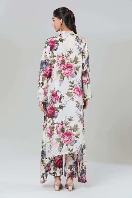 Kashmiraa Floral Print Asymmetric Kurta Set 
