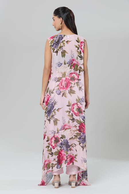 Kashmiraa Floral Print Asymmetric Kurta Set 