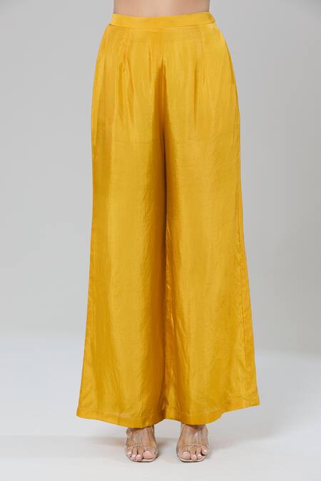 Kashmiraa Yellow Chiffon, Silk Cut Work Scoop Neck Floral Print Cape Pant Set at Aza Fashions Kashmiraa_Yellow Chiffon, Silk Cut Work Scoop Neck Floral Print Cape Pant Set _at_Aza_Fashions