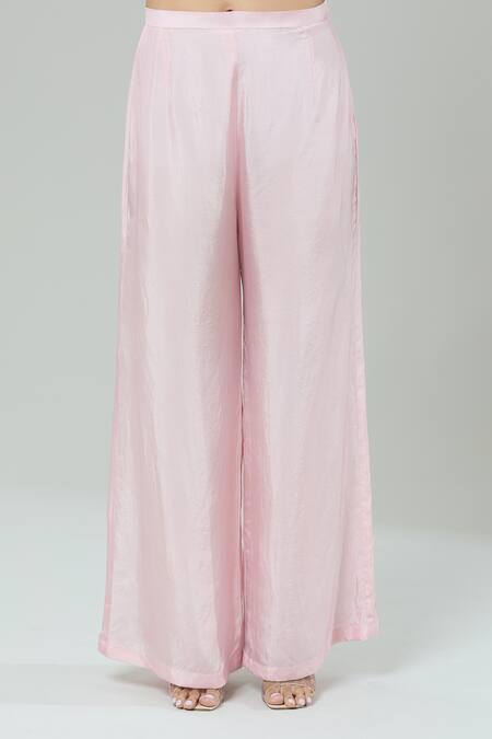 Buy_Kashmiraa_Pink Silk Scoop Neck Floral Print Cape Pant Set 